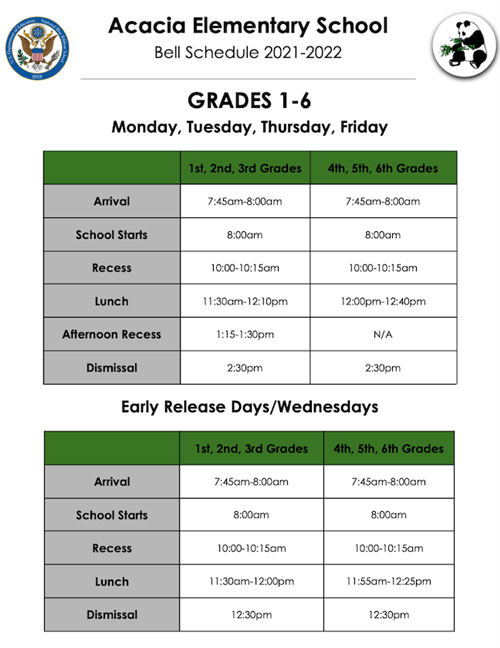 Acacia Bell Schedule